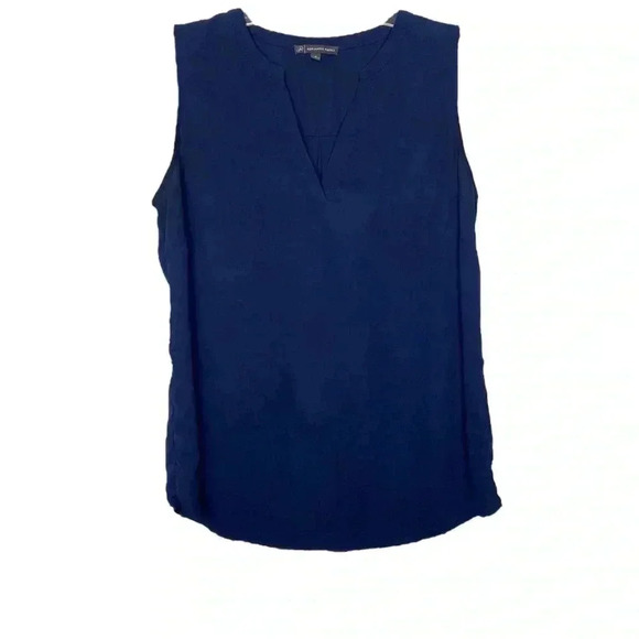 Adrianna Papell Navy Popover V Neck Blouse - Picture 1 of 4